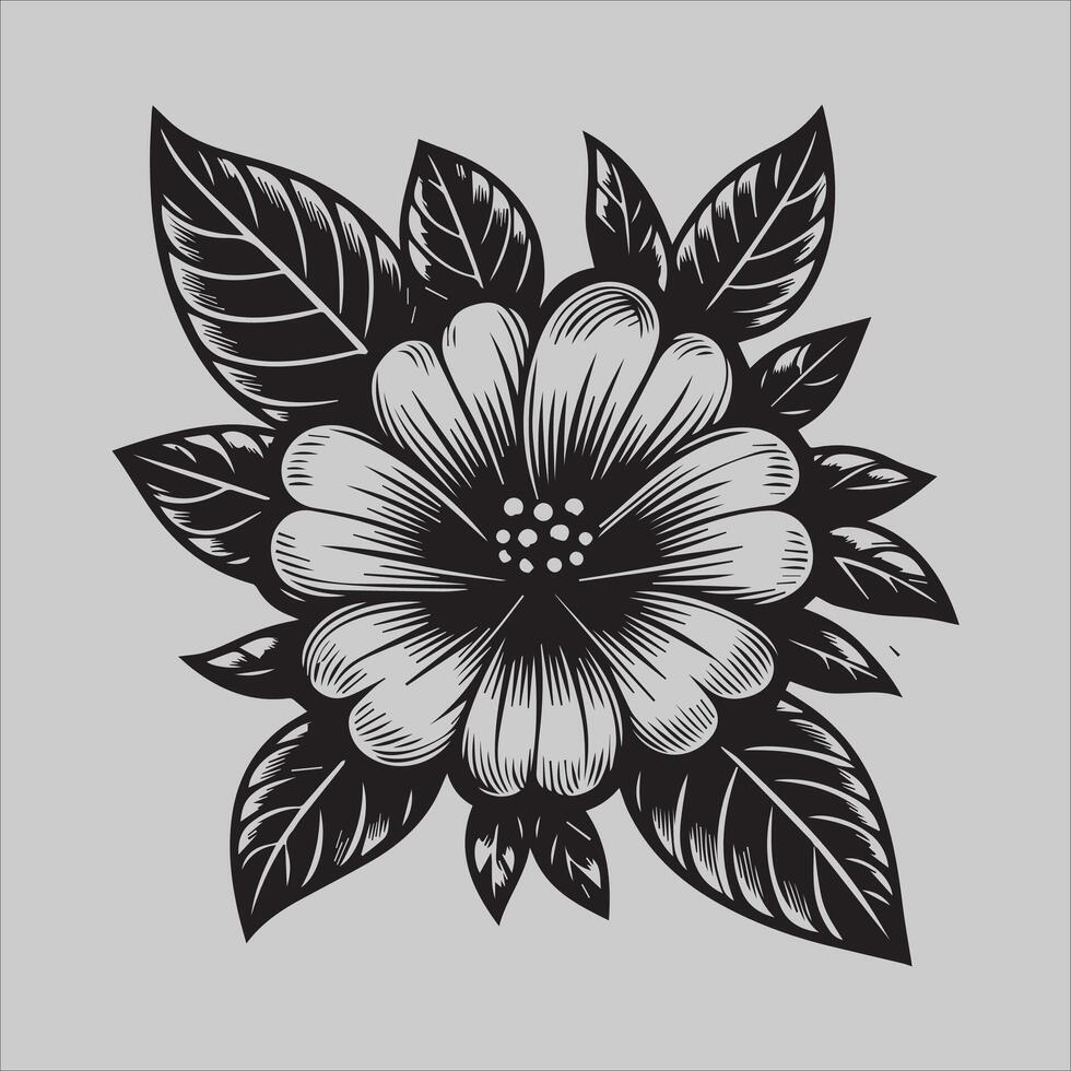 Tattoo Style Flower Art vector