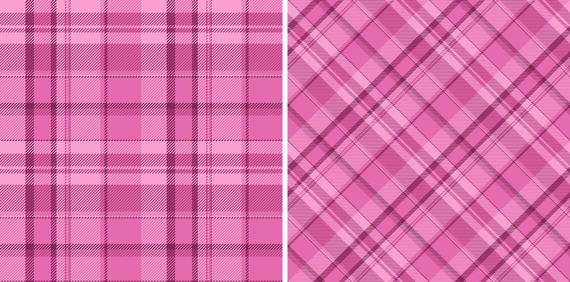 Two chic pink plaid patterns, perfect for textile design, fashion, or web backgrounds. The horizontal and diagonal checks offer versatility. vector