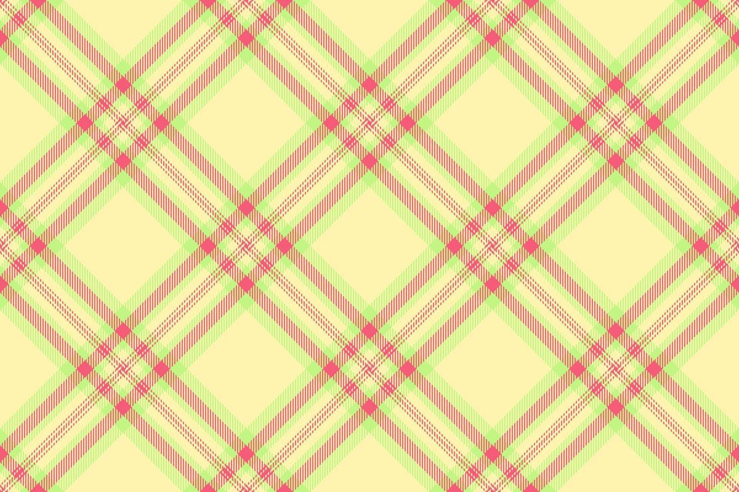 Cheerful plaid pattern in light yellow, pink, and green. Ideal for textiles, backgrounds, or designs requiring a classic, preppy or springtime touch. Festive bright. vector