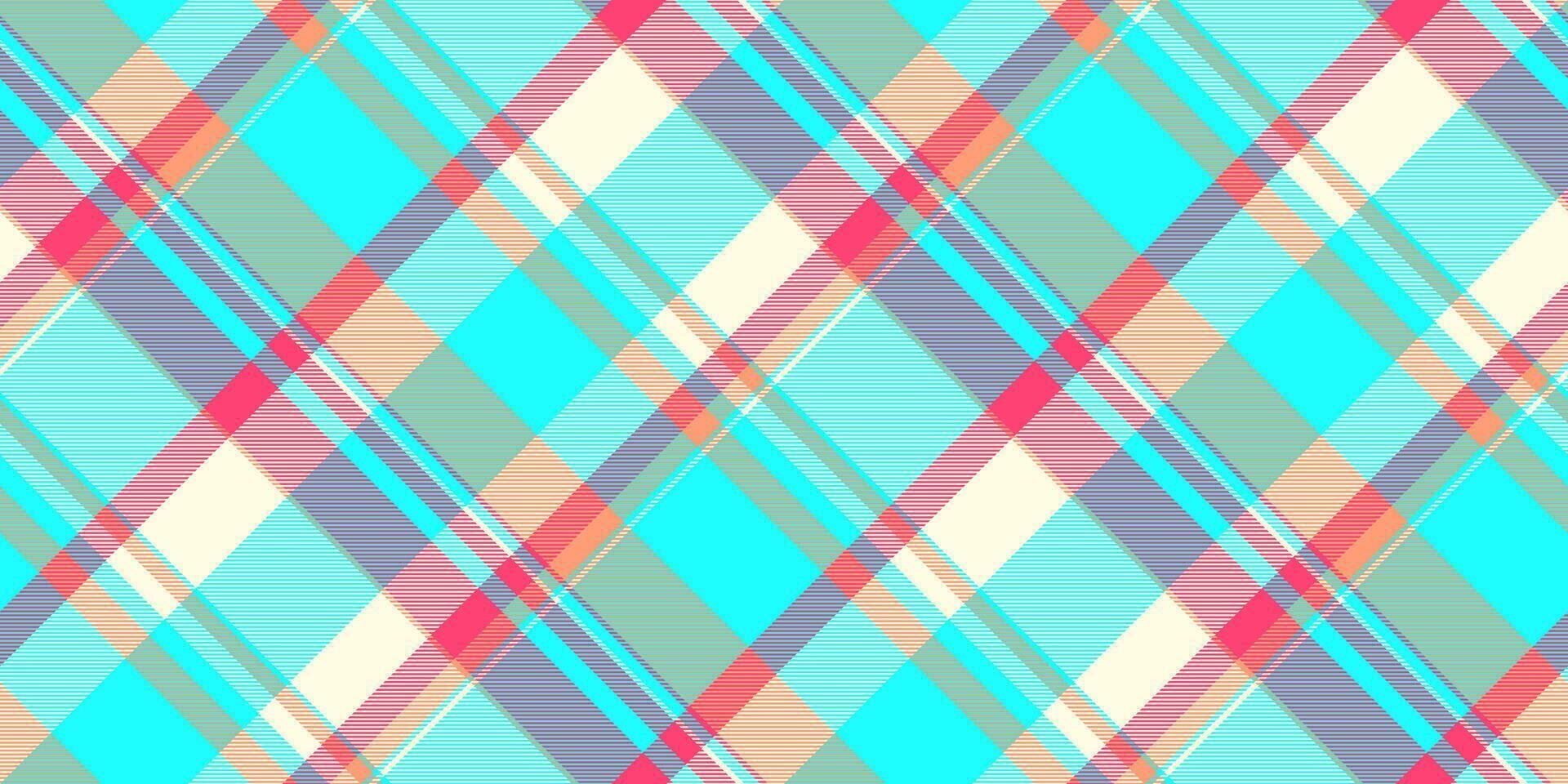 India fabric texture pattern, swatch check tartan. Tone seamless background plaid textile in teal and light yellow colors. vector