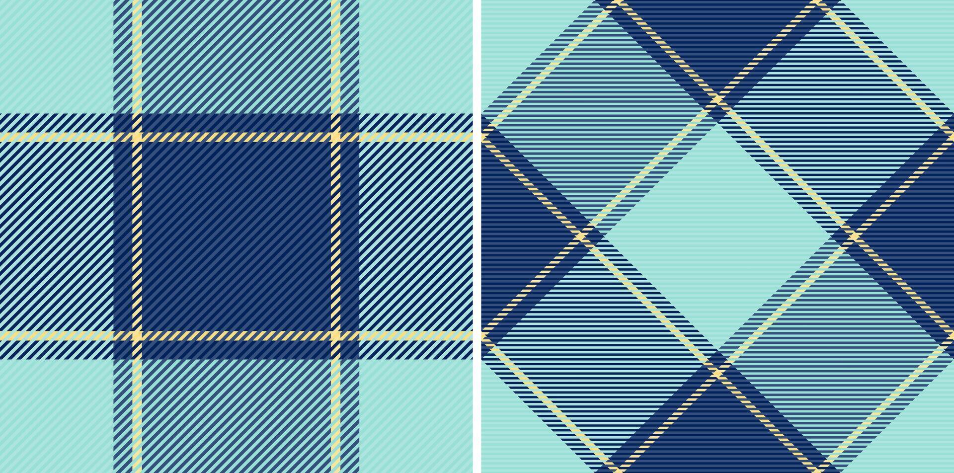 Two stylish pastel blue and navy plaid patterns. Perfect for textile design, apparel, fashion, home decor, or website backgrounds. vector