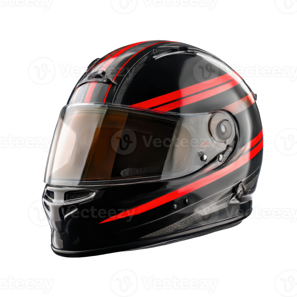 Helmet motorcycle safety protection black and red isolated on transparent background. png