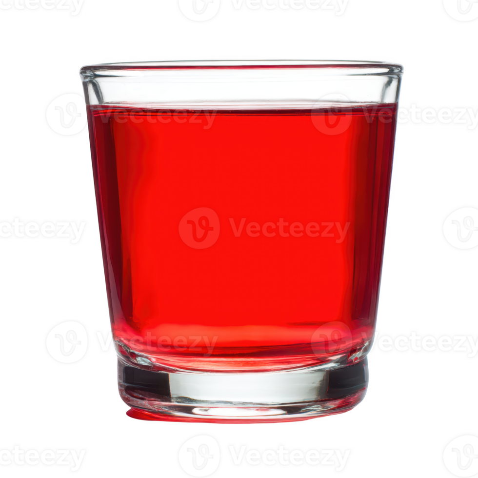 Liquid glass red drink shot isolated on transparent background. png