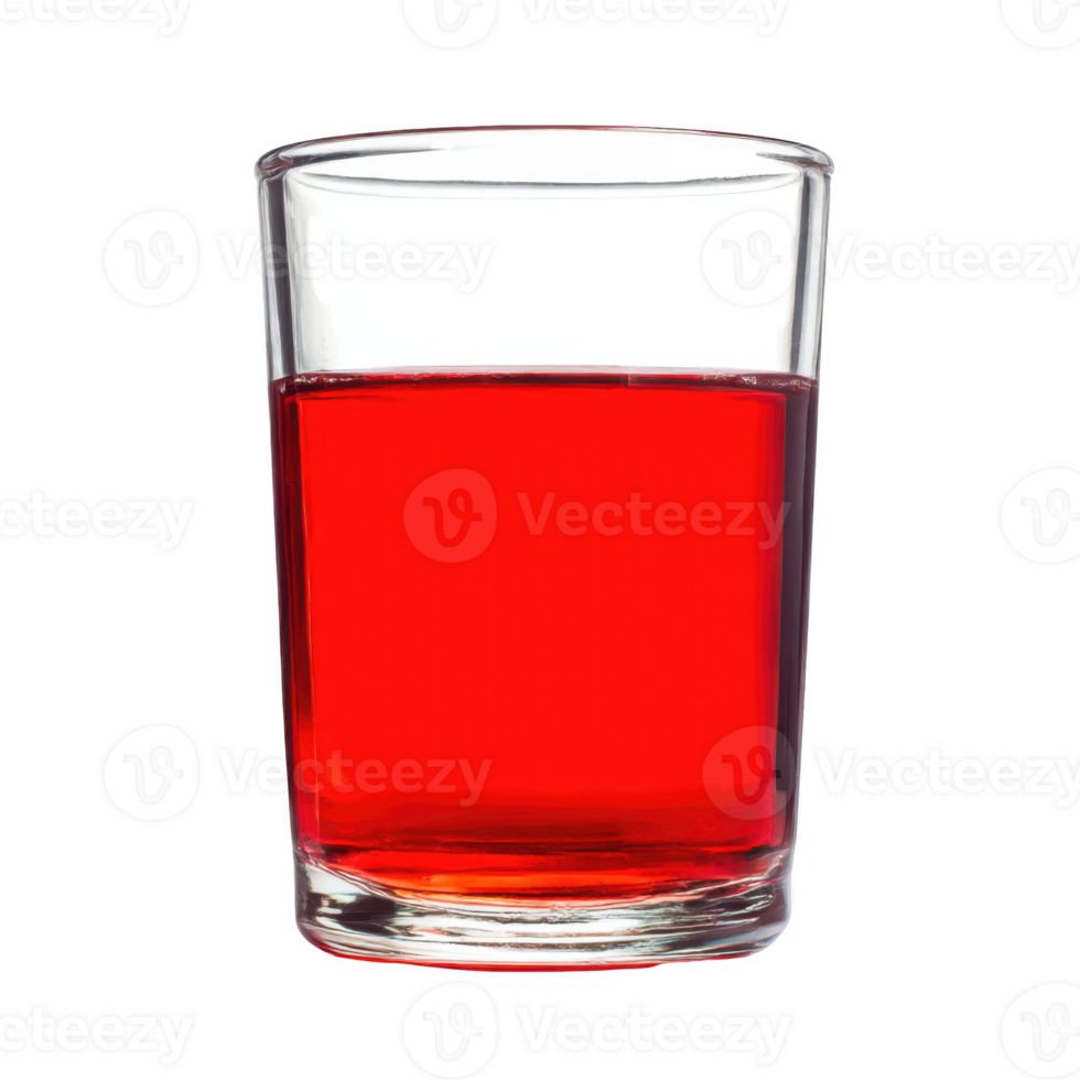 Glass of red liquid refreshment juice drink isolated on transparent background. png