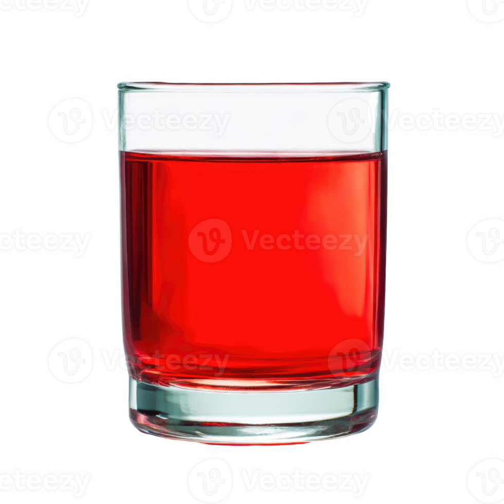 Beverage glass of red liquid isolated on transparent background. png