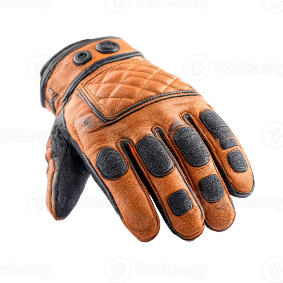 Leather motorcycle glove isolated on transparent background. png