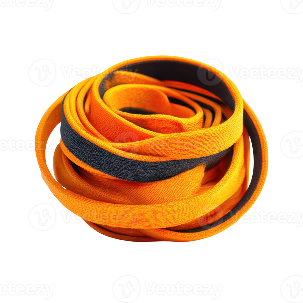 Orange and black ribbon roll isolated on transparent background. png