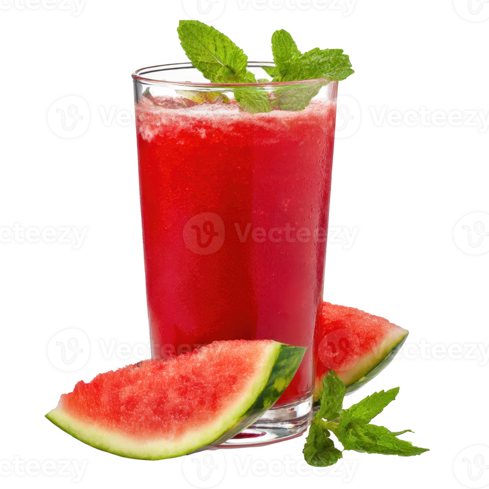 Watermelon fresh juice with mint isolated on transparent background. png
