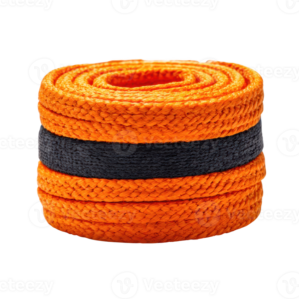 Stack of orange and black ropes isolated on transparent background. png