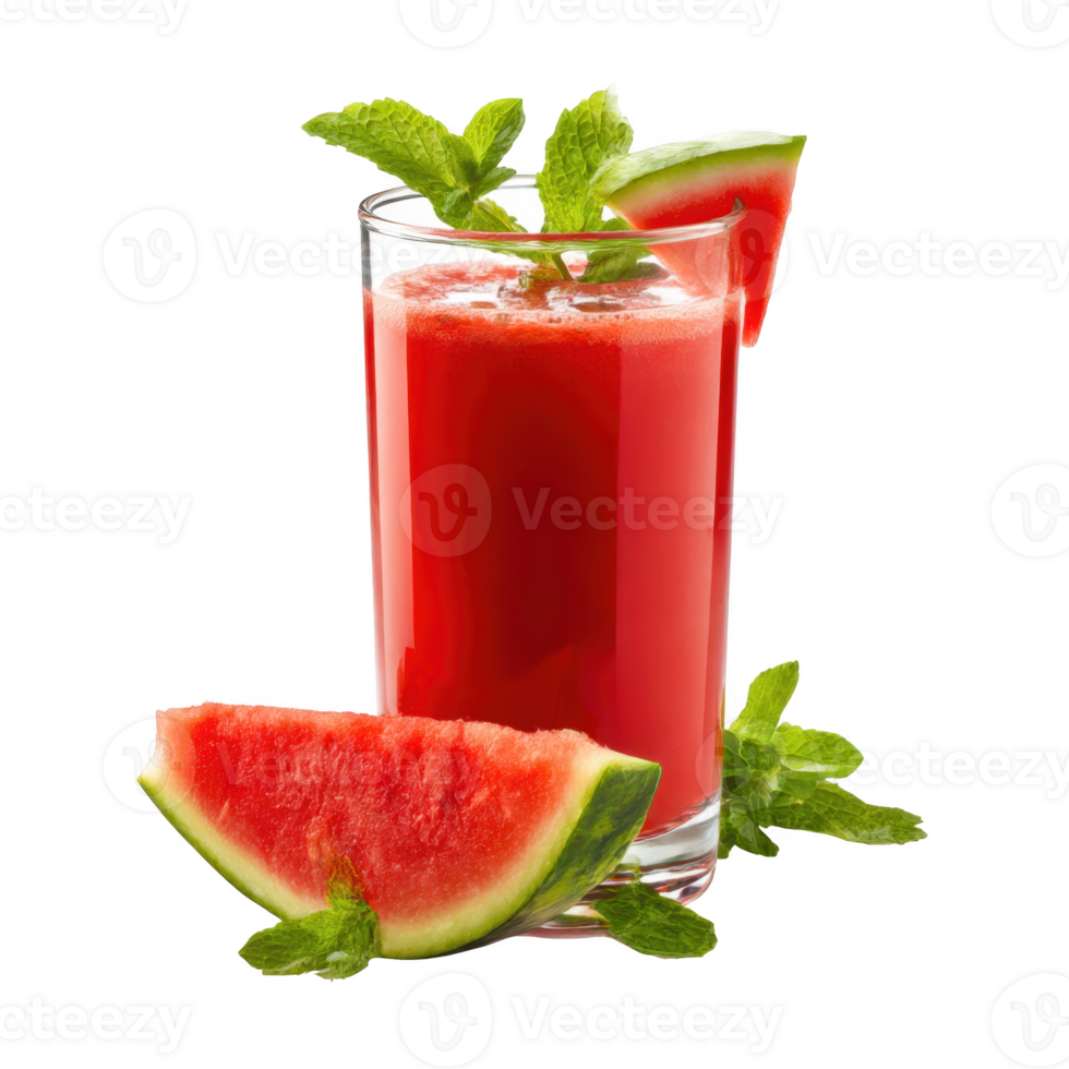 Watermelon fruit juice with mint isolated on transparent background. png
