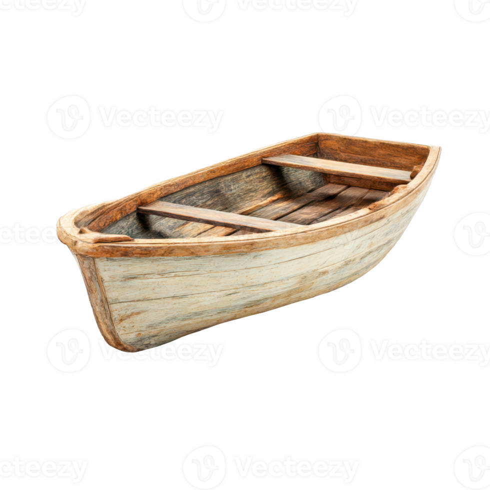 Rustic wooden boat isolated on transparent background. png