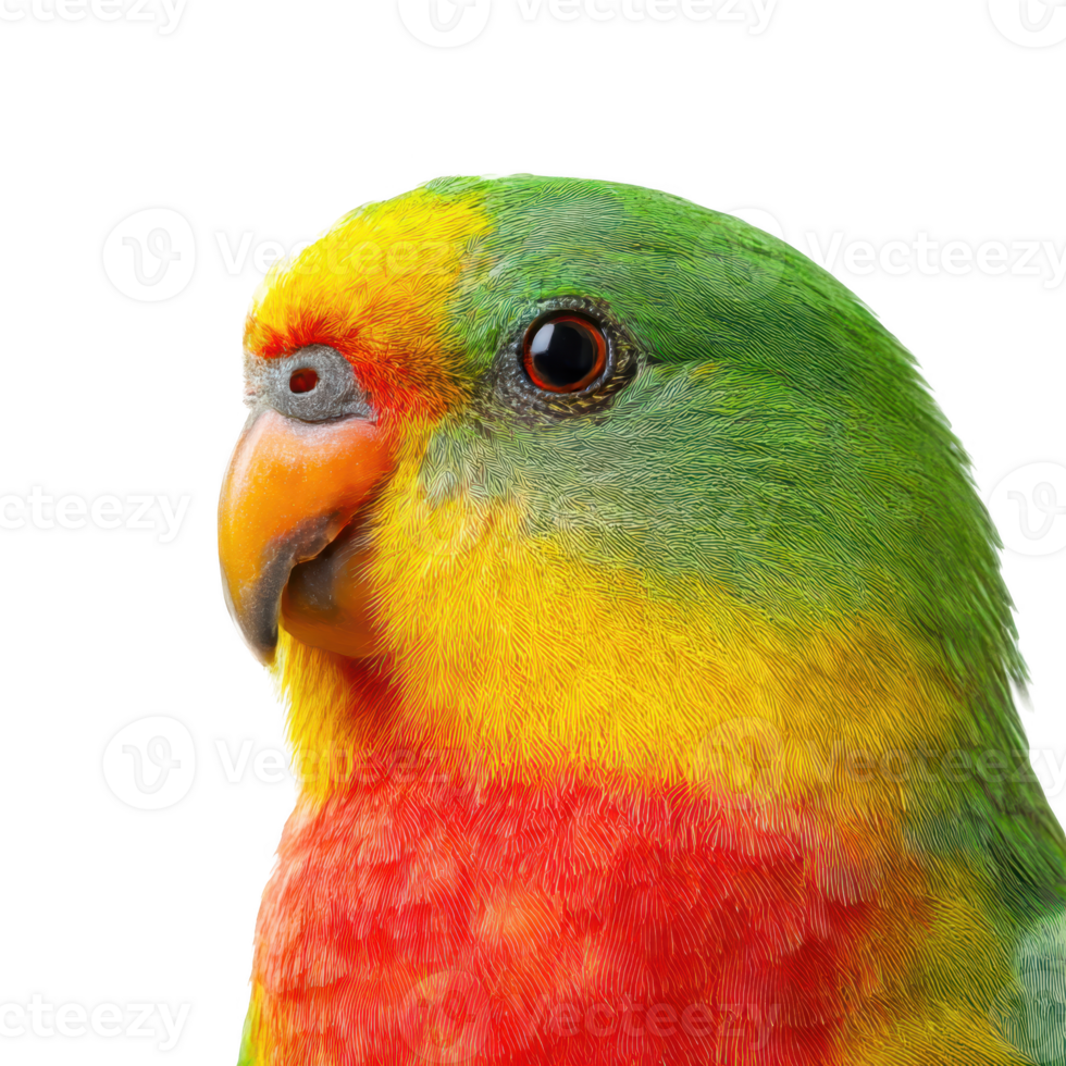 Colorful parrot headshot isolate on transparent background. png