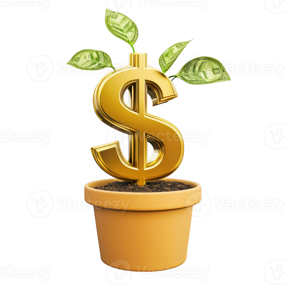 Dollar plant with money leaves on transparent background png