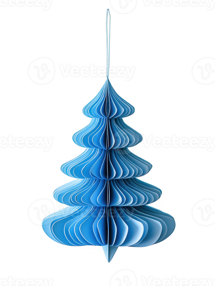 Azure paper tree decoration hanging on transparent background png