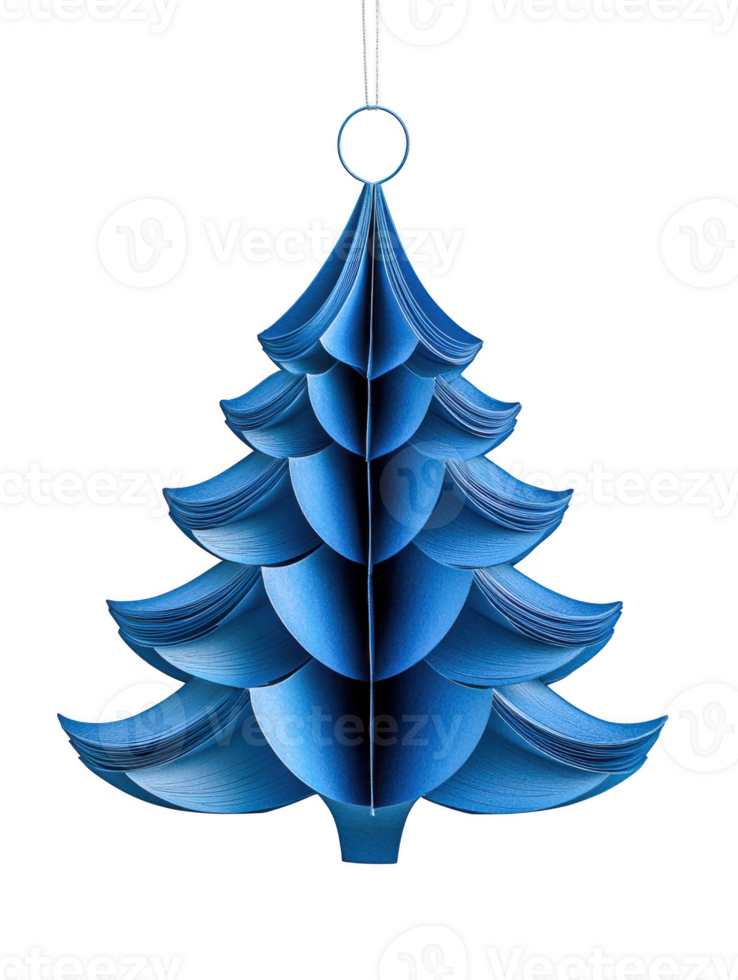 Paper christmas tree decoration on transparent background png
