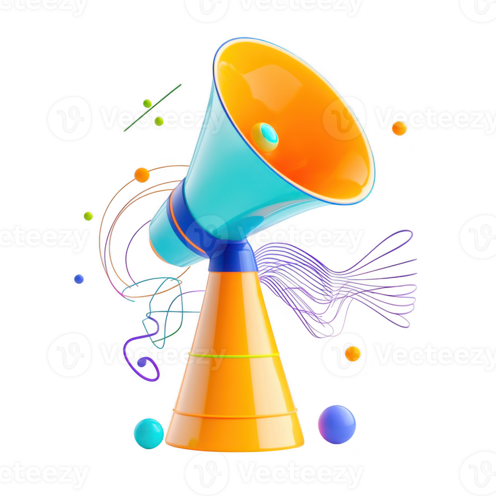 Megaphone announcement promotion on transparent background png