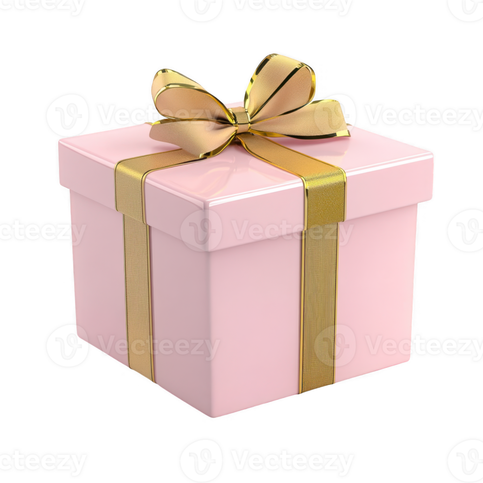 Present box with ribbon and bow on transparent background png