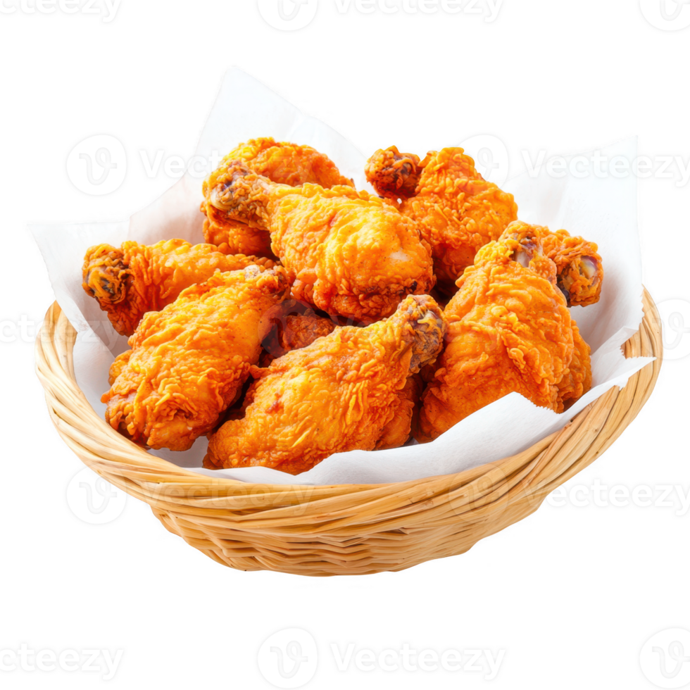 Fried chicken basket poultry food on transparent background png