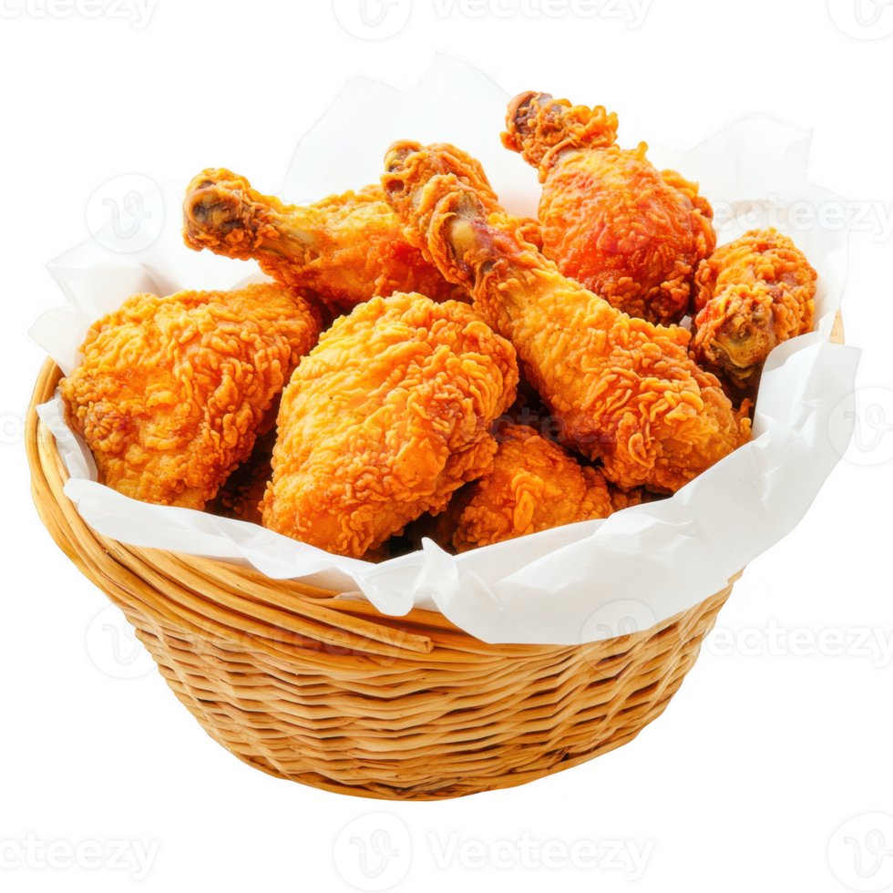 Fried chicken basket delicious meal on transparent background png