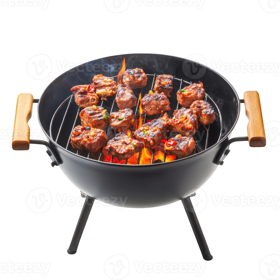 Grill meat barbecue cooking flame on transparent background png