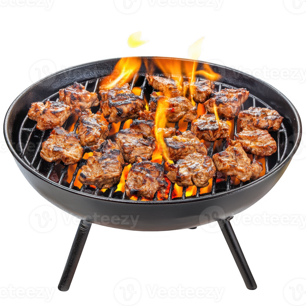 Grilling meat barbecue food flame on transparent background png