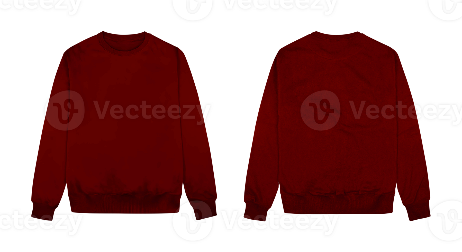 Red sweater front and back template transparent background png