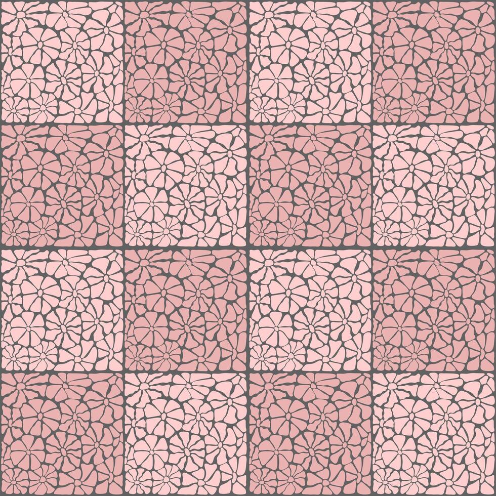 Seamless pattern with flowers in groove style in square format. vector
