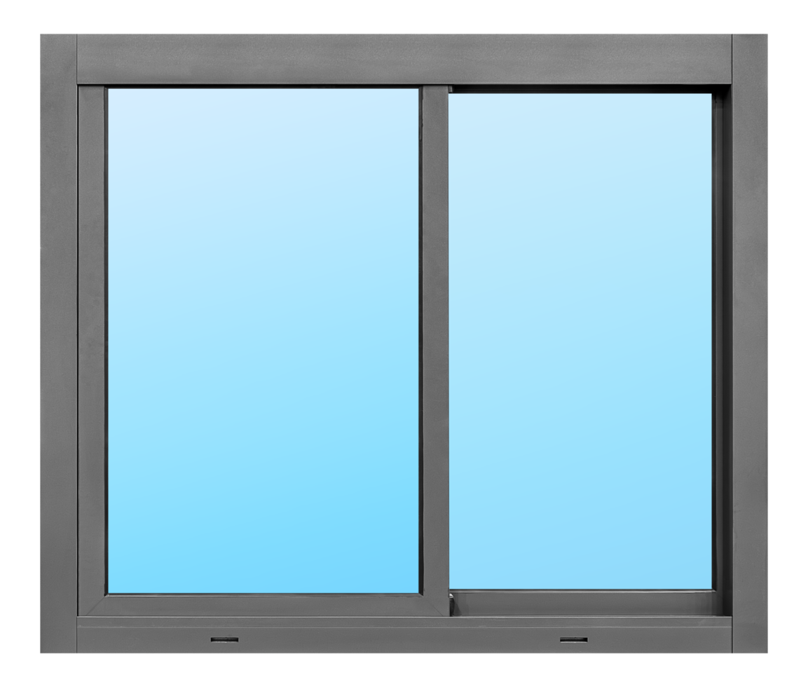 Gray aluminum slide window frame png