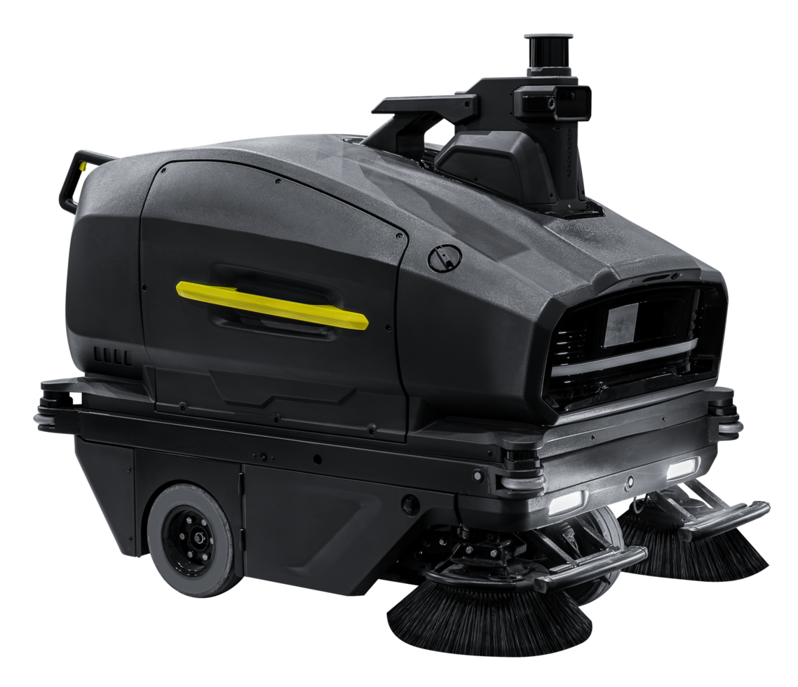Black robotic sweeper floor png