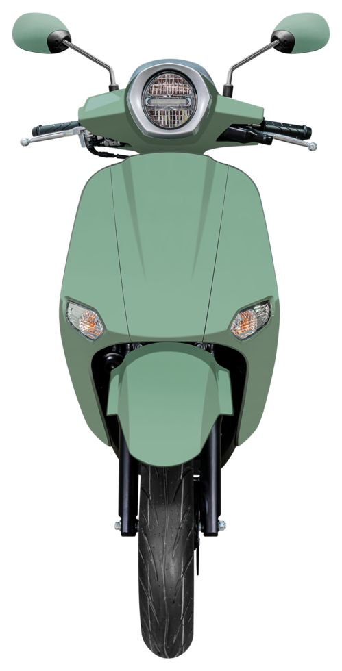 Front view green electric scooter png
