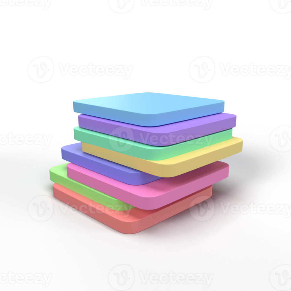 stack of colorful 3d tiles png