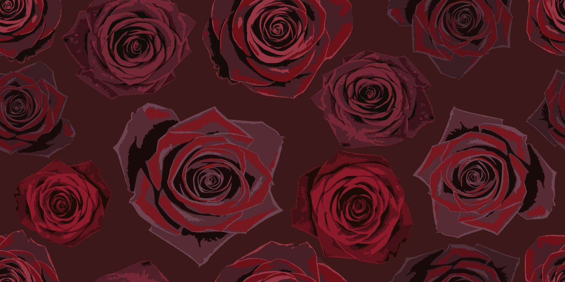 Red burgundy roses. Seamless background of red roses. illustration vector
