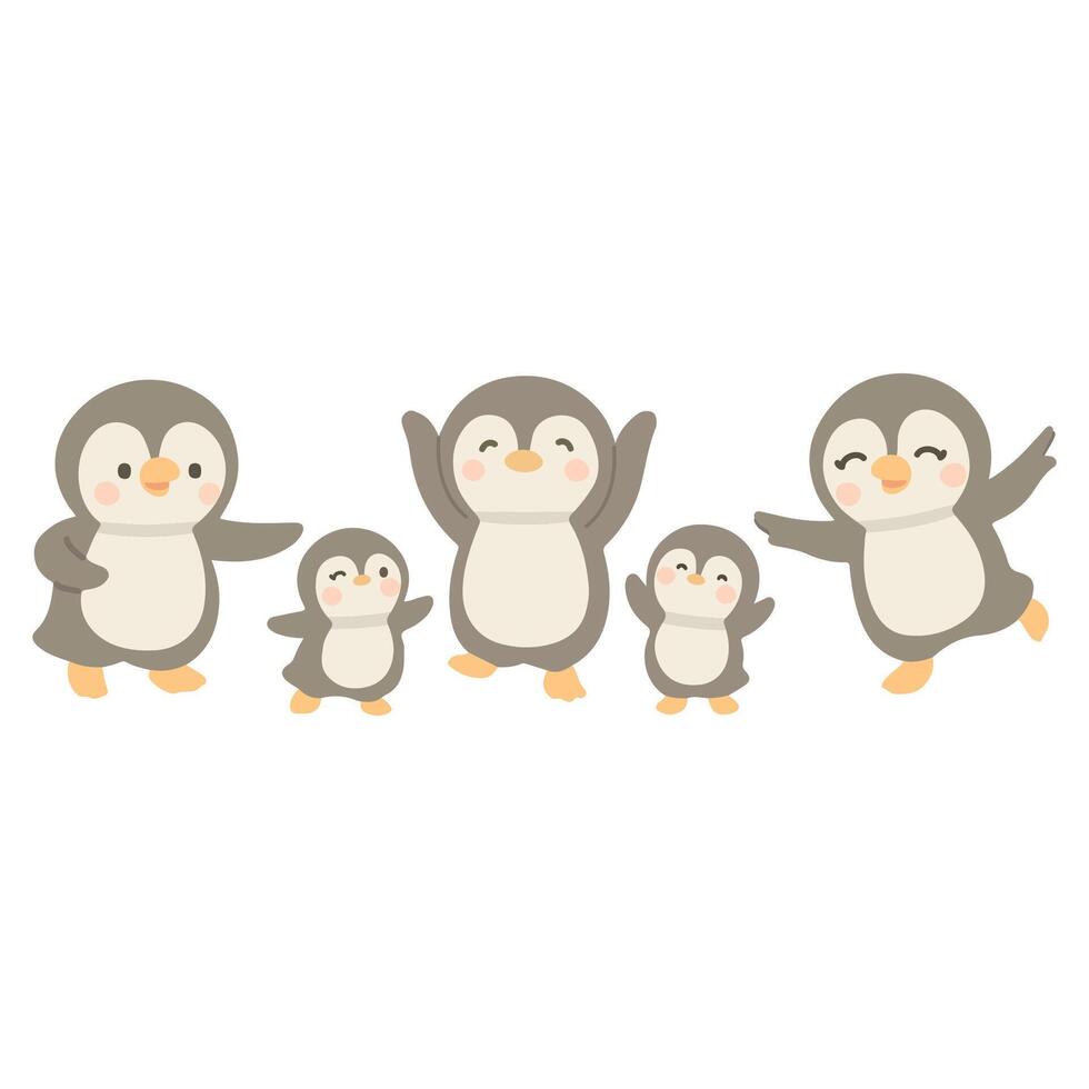 Cartoon Penguin Family Dancing Illustration vector