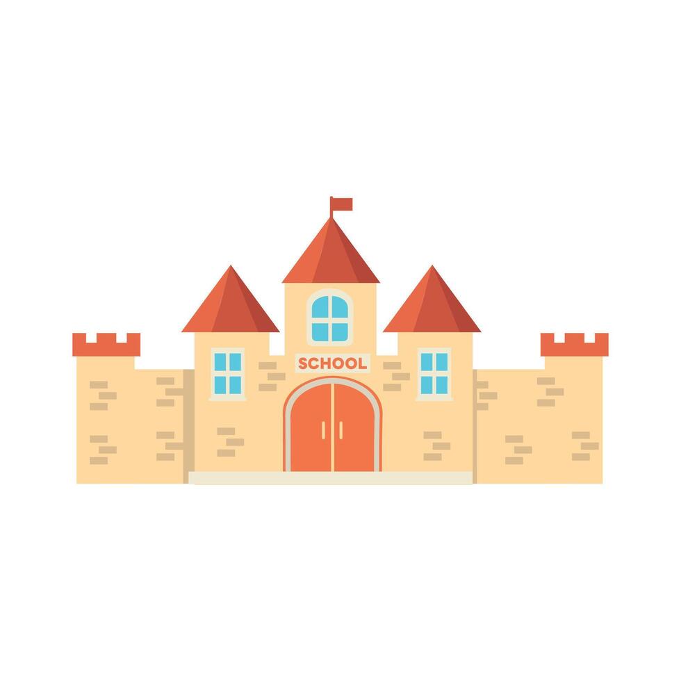 Minimal Style School Building Illustration vector