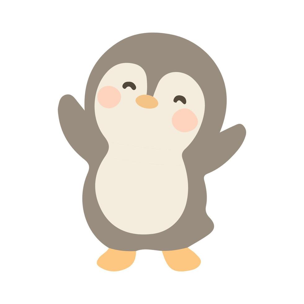 Happy Penguin Character Drawing vector
