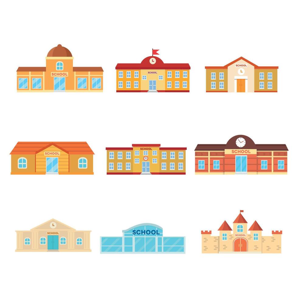 Educational Buildings Flat Design Pack vector