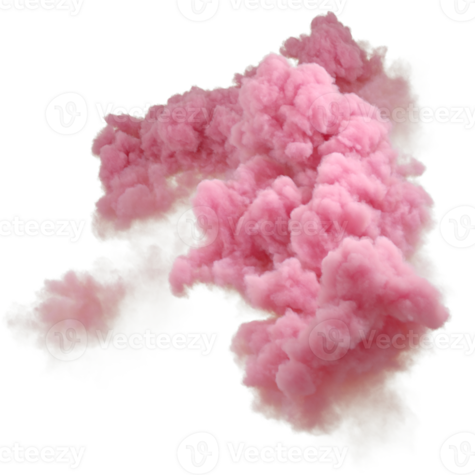 Cut out tranquility pink pastel clouds on transparent backgrounds 3d illustrations png