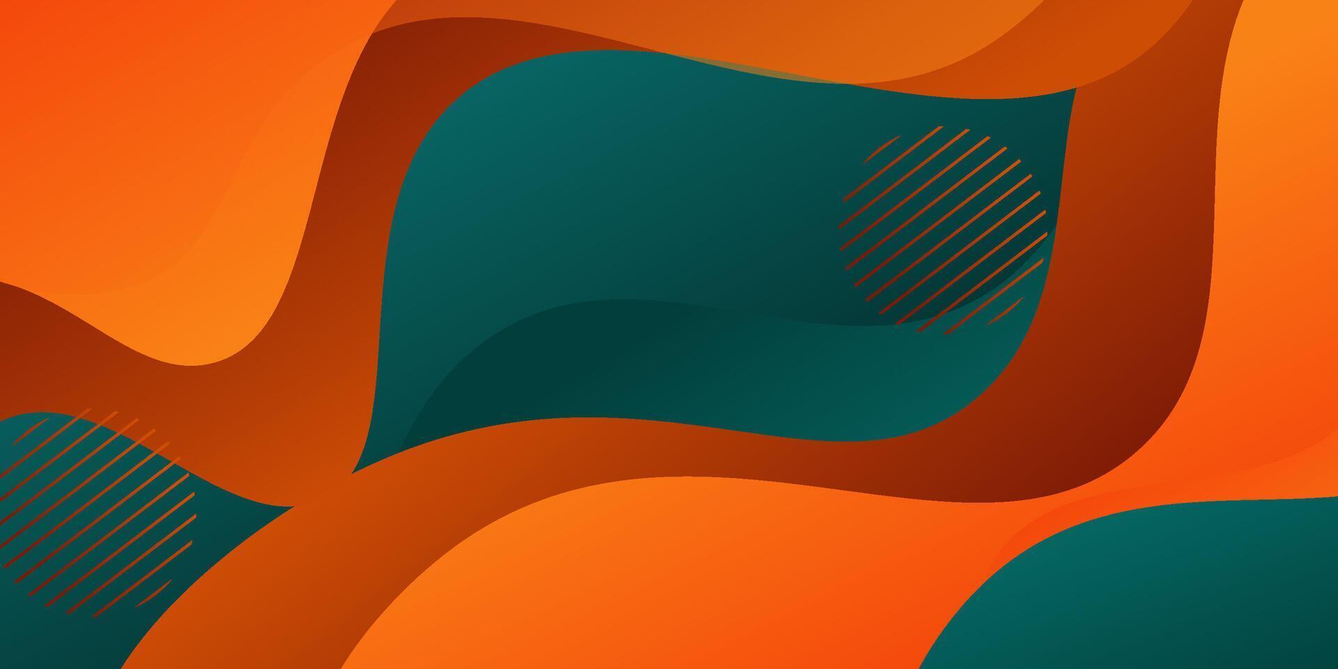 Abstract orange and green background with simple wavy shapes. Popular and modern with 3d shadow concept. eps10 vector