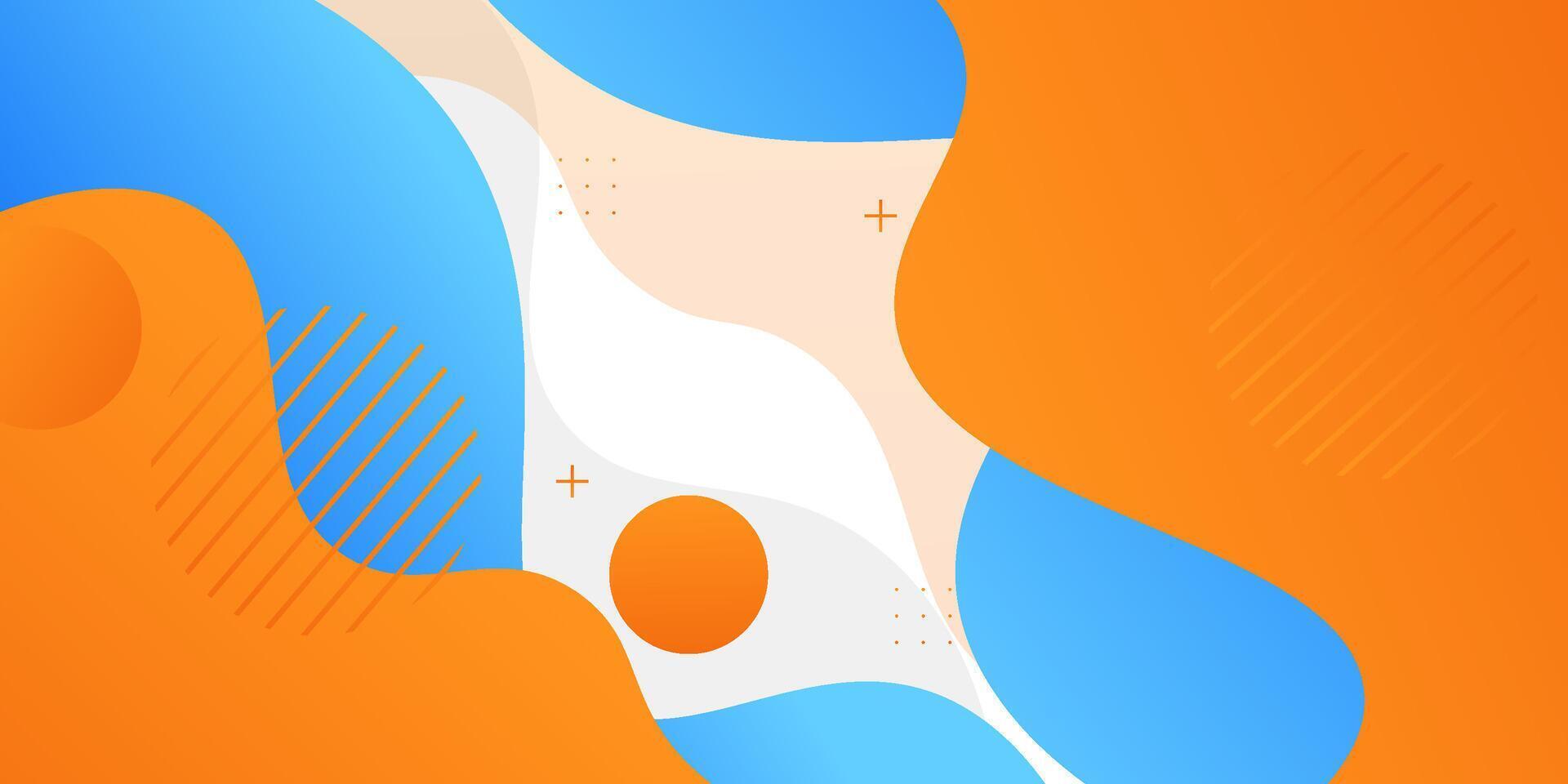 Blue and orange geometric business banner design. Creative banner design with wave shape as template. Simple design on white horizontal banner. Eps10 vector