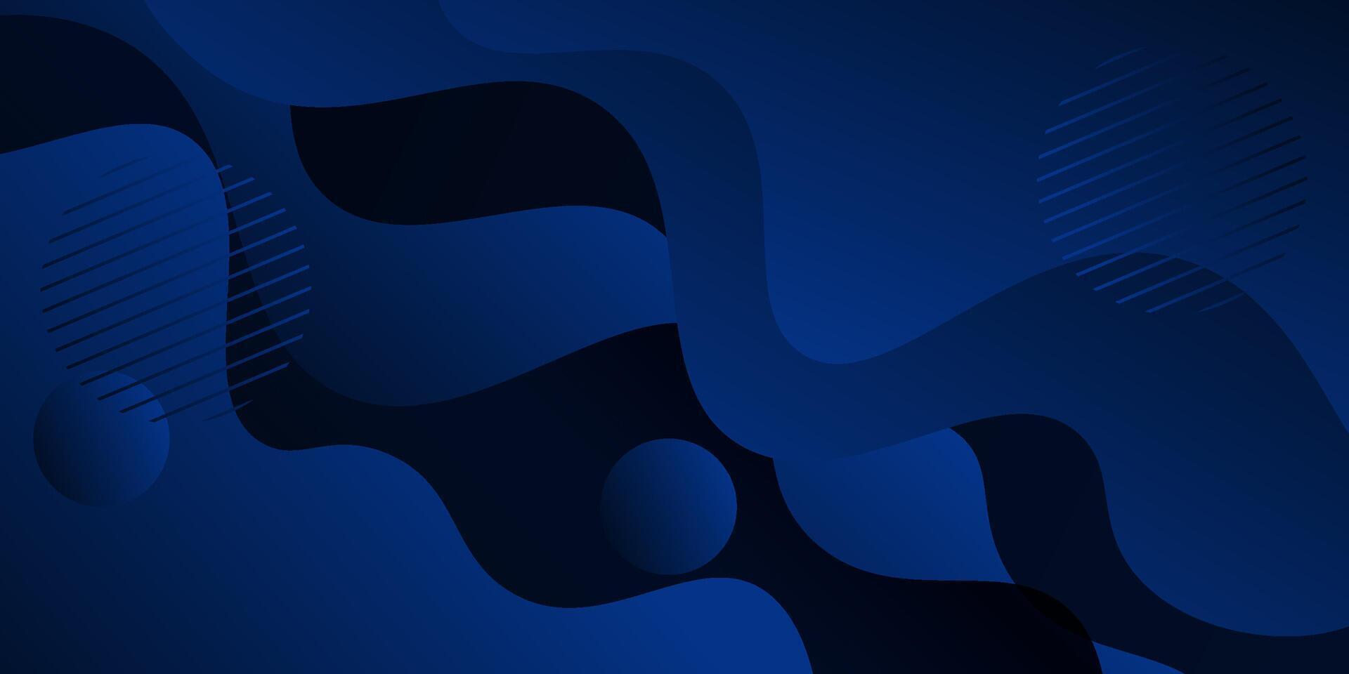 Blue abstract gradient wave background with simple shape elements. Dark blue design. Elegant concept. Eps10 vector