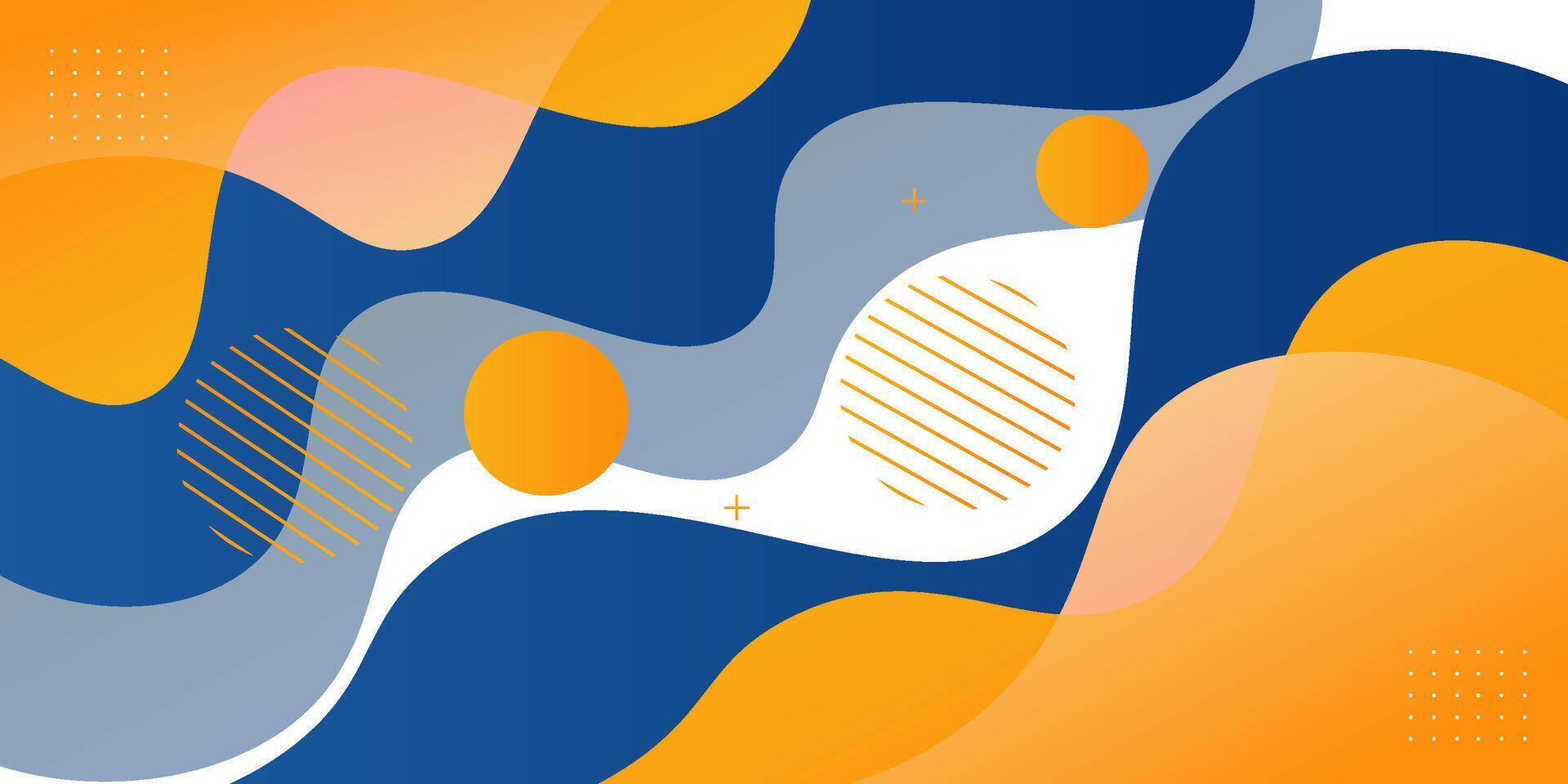 Orange and blue geometric business banner design. Creative banner design with wave shape. Simple design on white horizontal banner vector