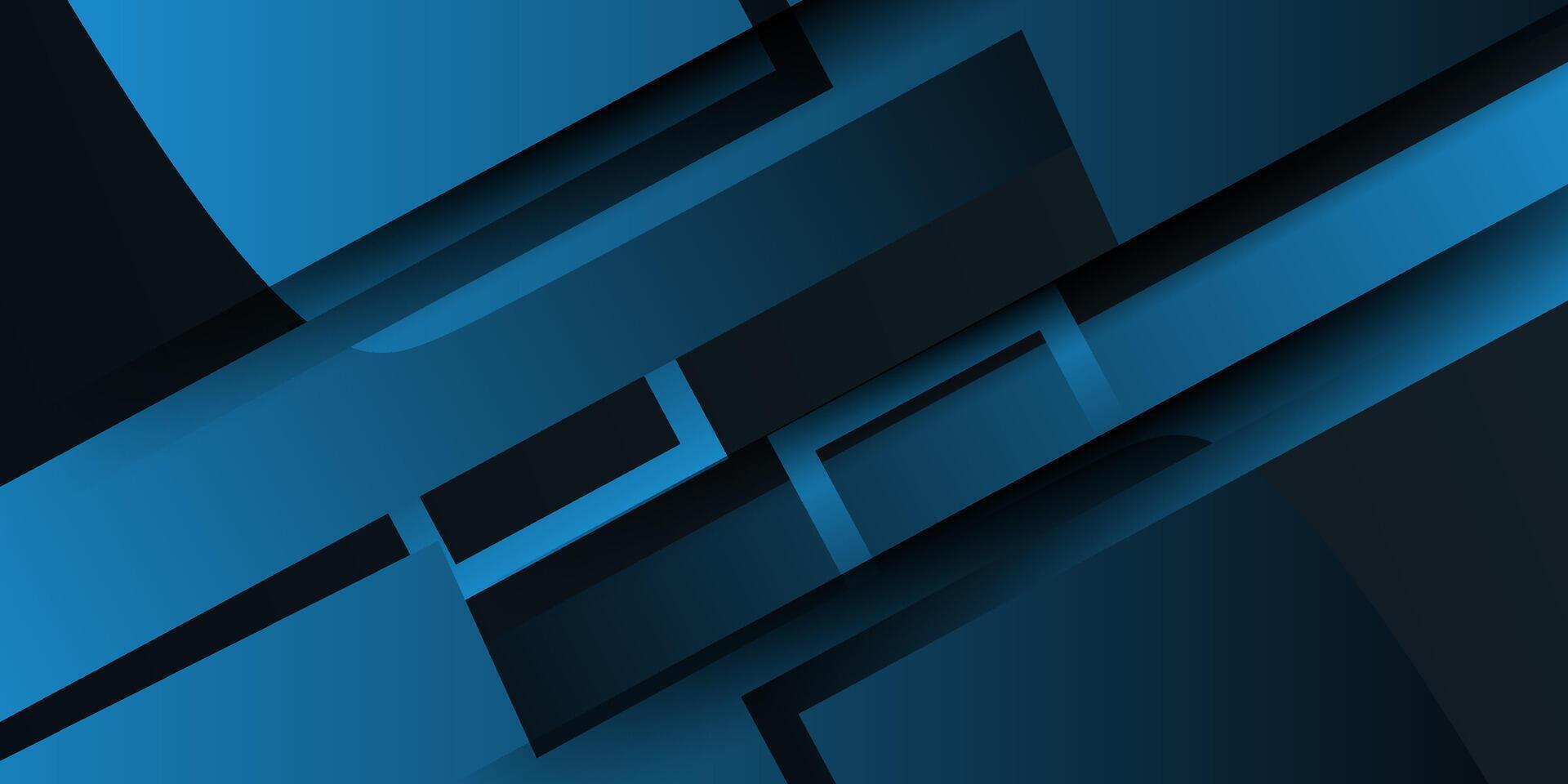 Abstract dark blue 3D background. Colorful overlapping square shapes pattern with lines. Eps10 vector