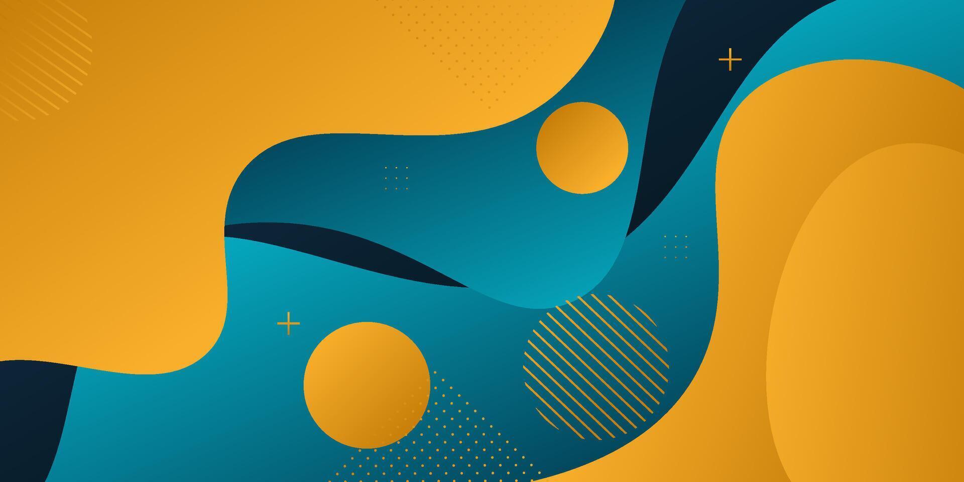 Abstract blue and orange wave pattern on dark background. Simple and trendy banner design. Eps10 vector