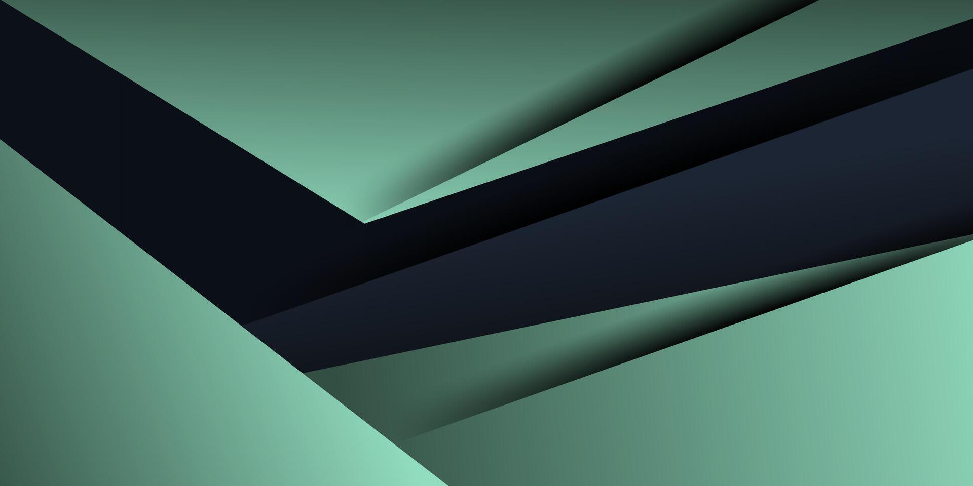 Abstract dark green paper cut background overlapping. Simple arrow square theme pattern with shadow on dark blue background. eps10 vector