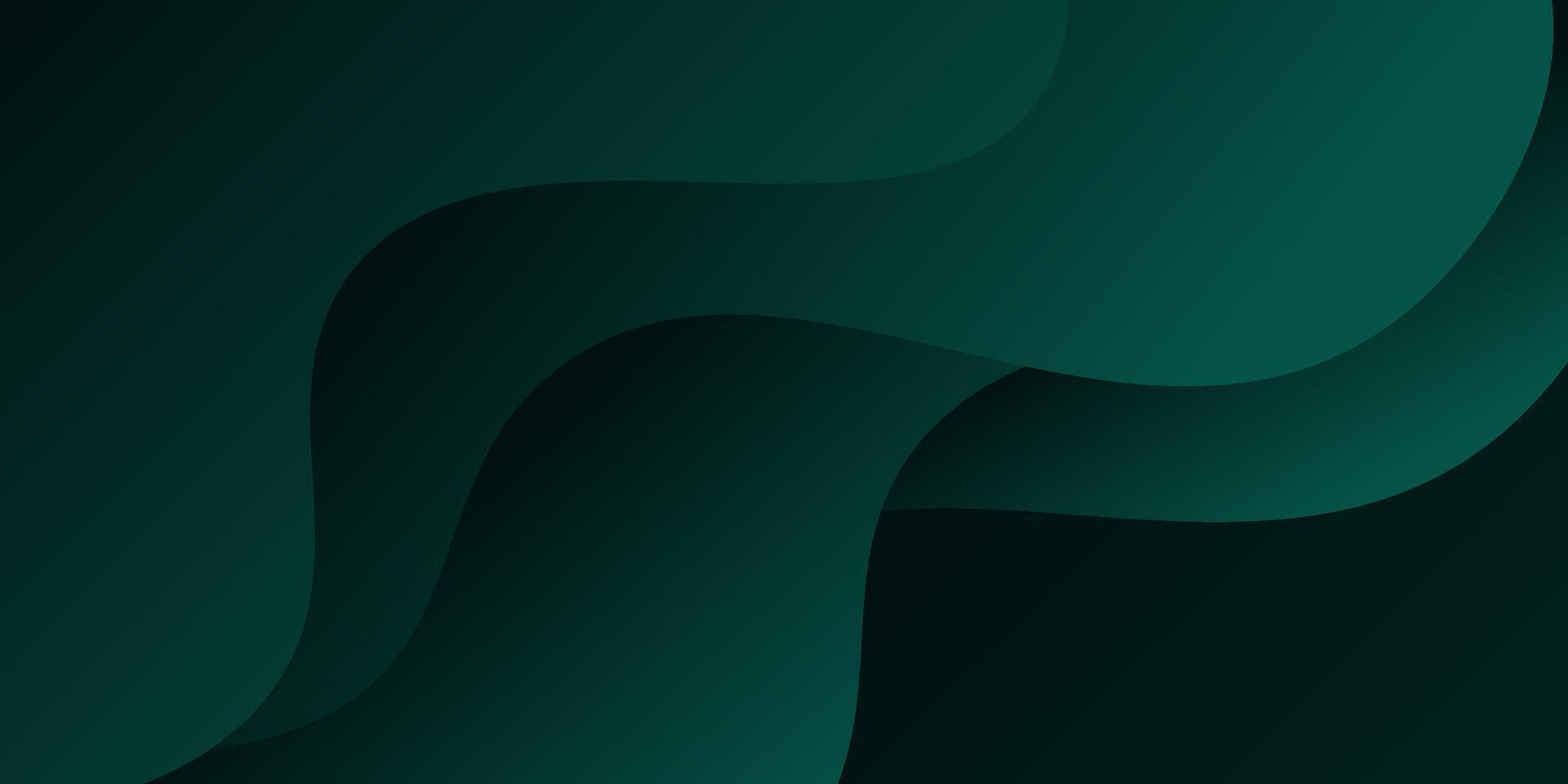 Abstract 3D wave background with dark green liquid shapes in the background. Simple liquid wave shape pattern layer background. Eps10 vector