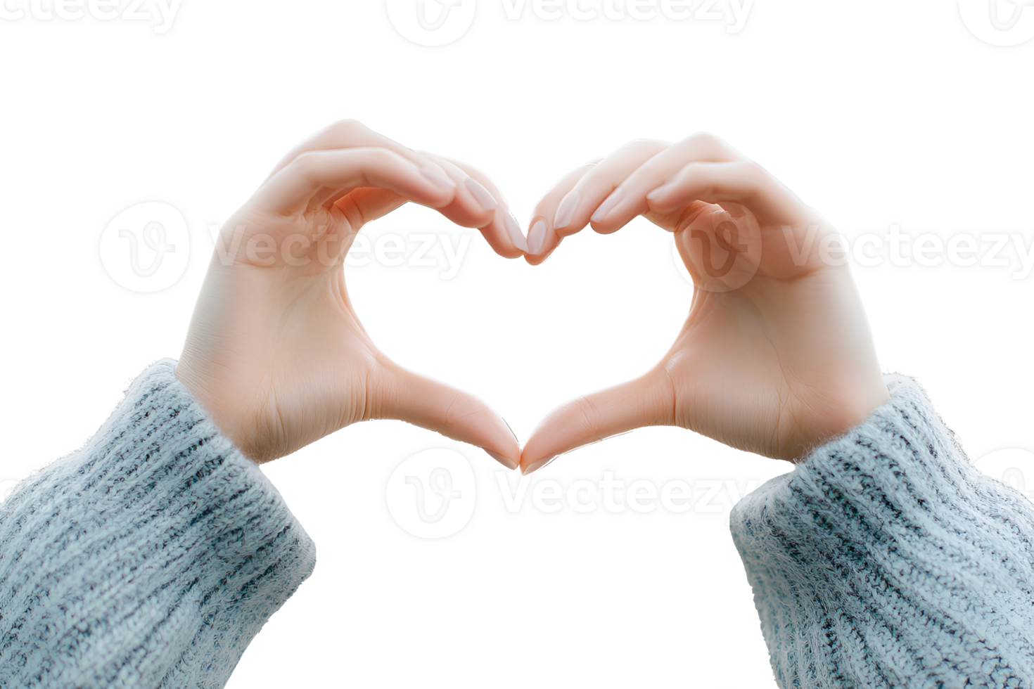 A girl showing the love sign gesture with her two hands png