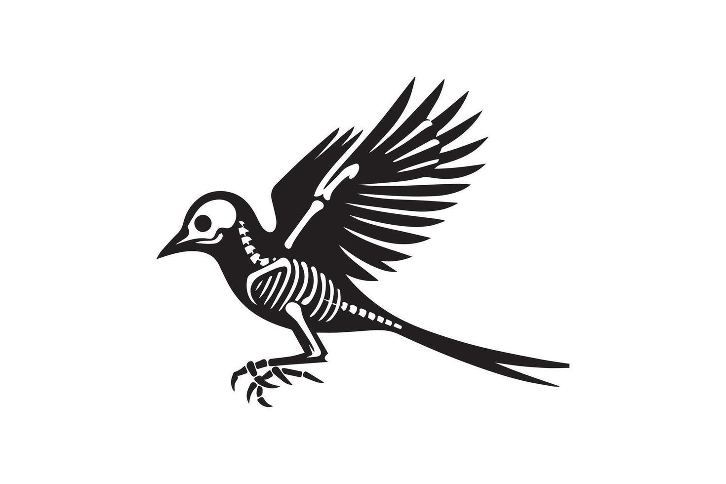 A black and white bird with wings vector