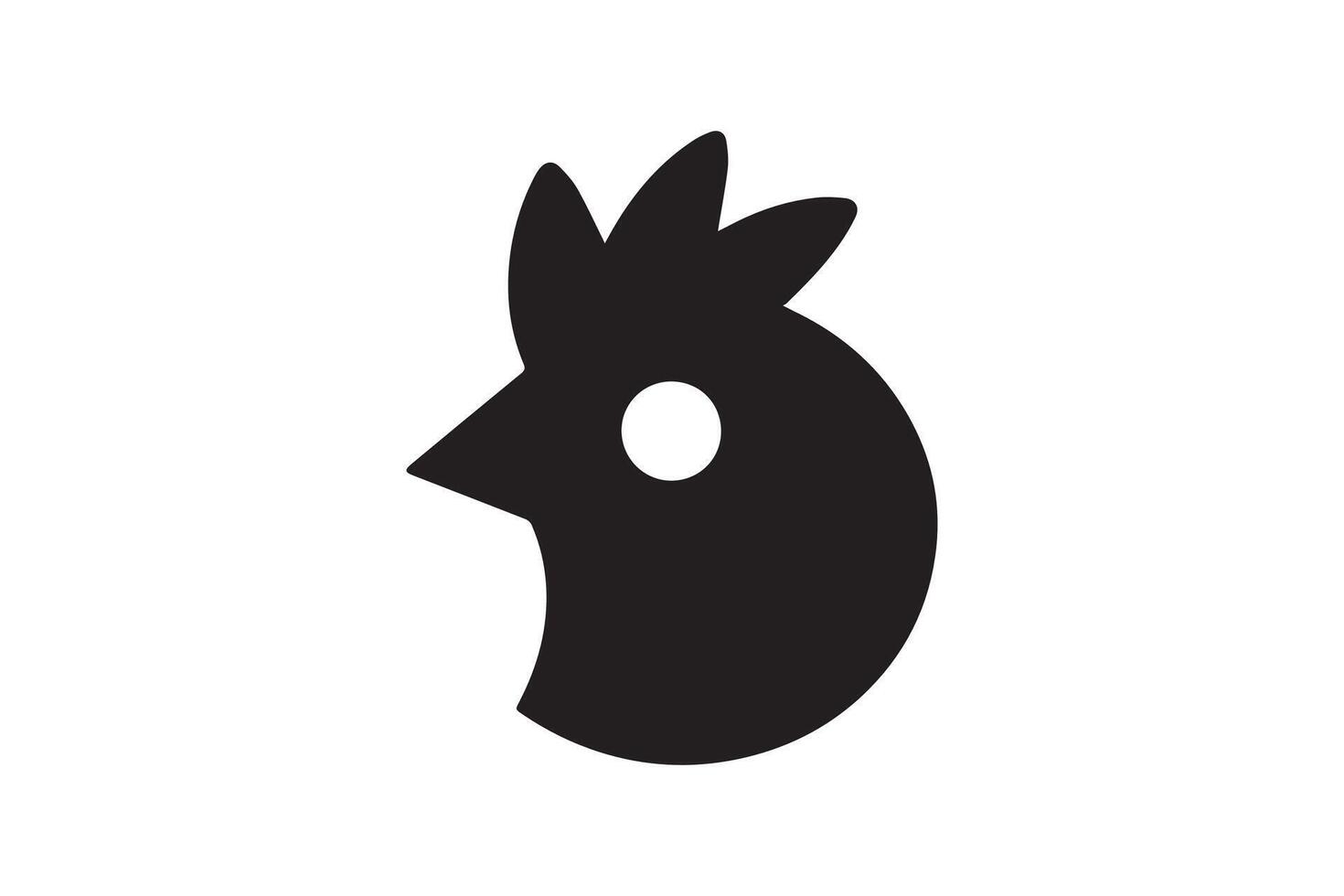 A black and white chicken head icon on a white background vector
