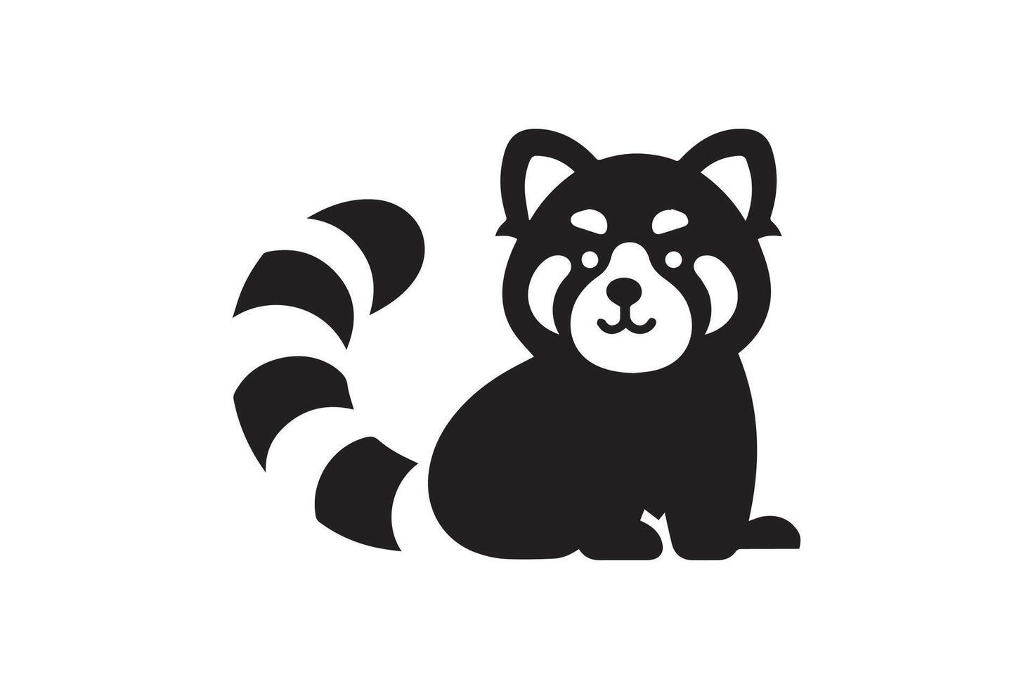 A black and white illustration of a raccoon vector