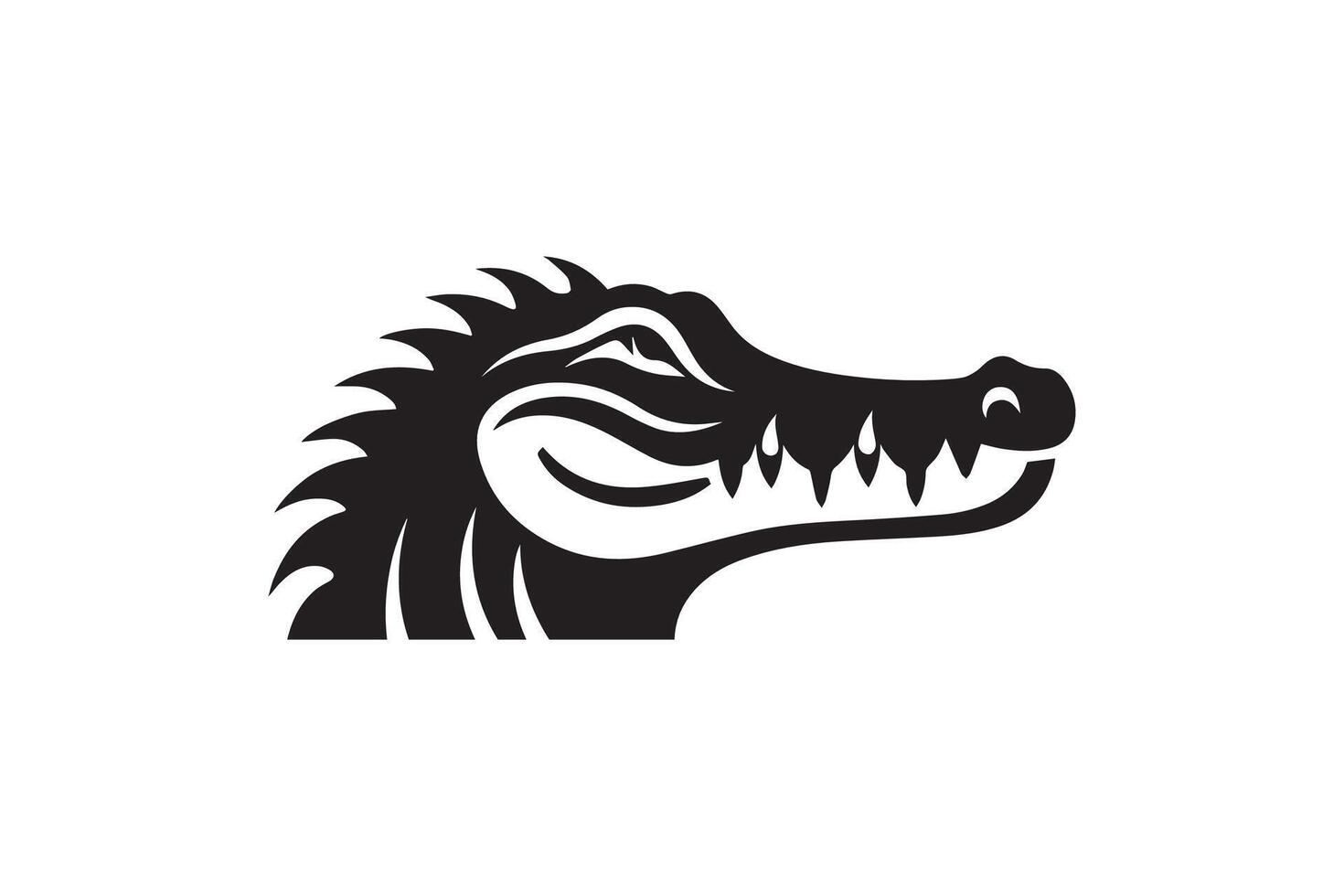 A crocodile head logo with a black and white design vector
